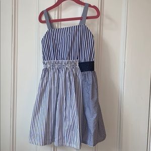 Adorable striped dress with waist ruffle detail